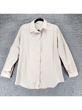Big Dart Shirt Womens UK 12 US 8 Beige Long Sleeve Button Up